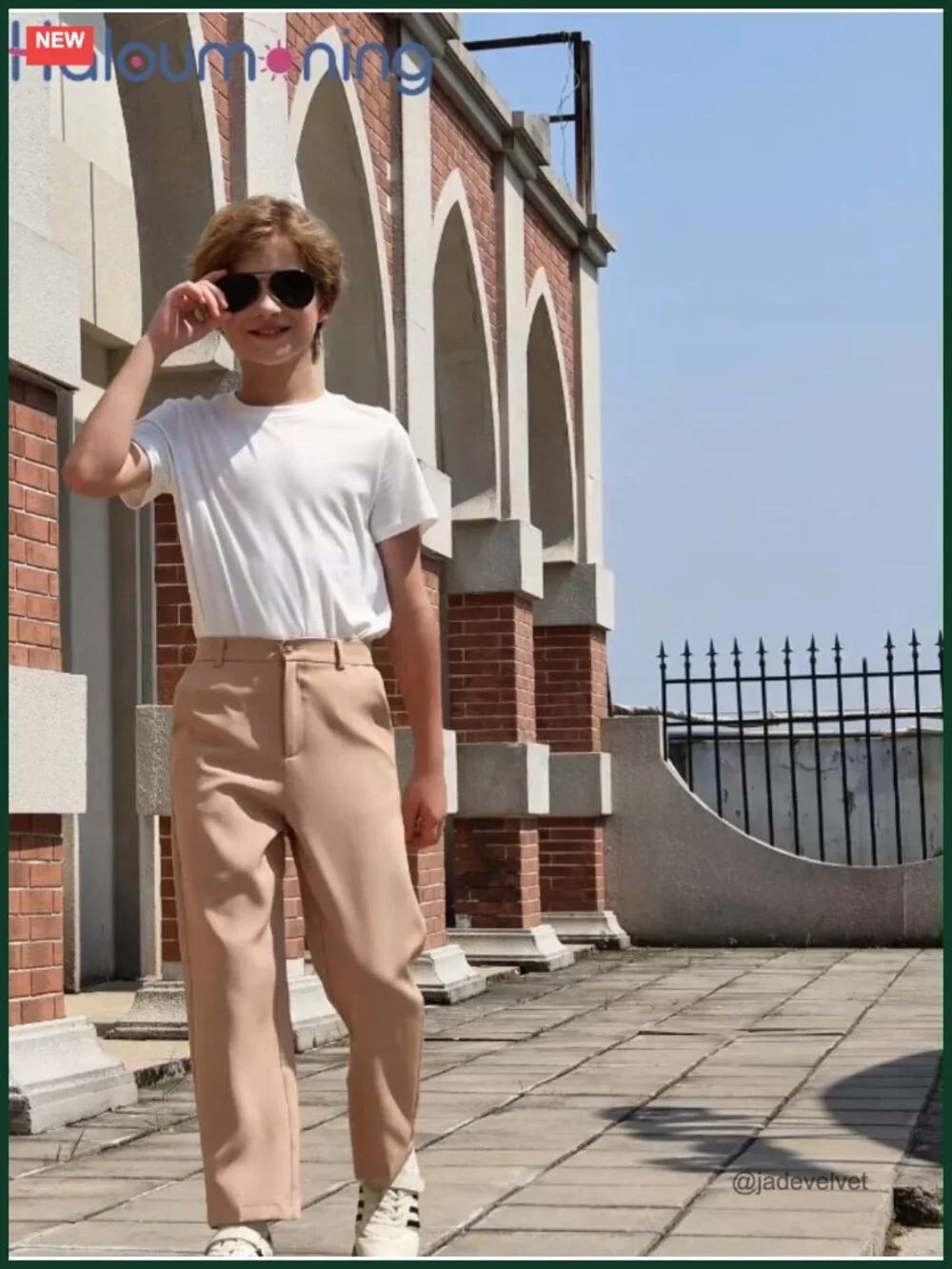 Boys Dress Pants with Pockets Elastic Waist Straight Leg Uniform Trousers